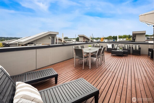 909 29th Ave S, Seattle, WA 98144 - wooden terrace with outdoor dining area and an outdoor hangout area