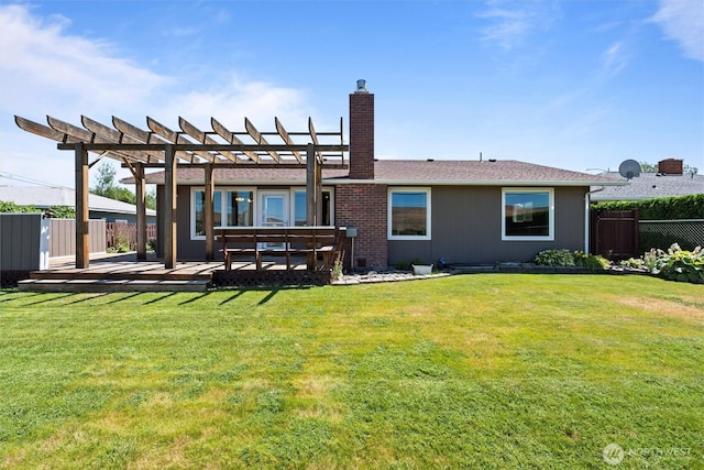 103 Crest Dr, Ephrata, WA 98823 - rear view of property with a pergola, a chimney, and a patio area