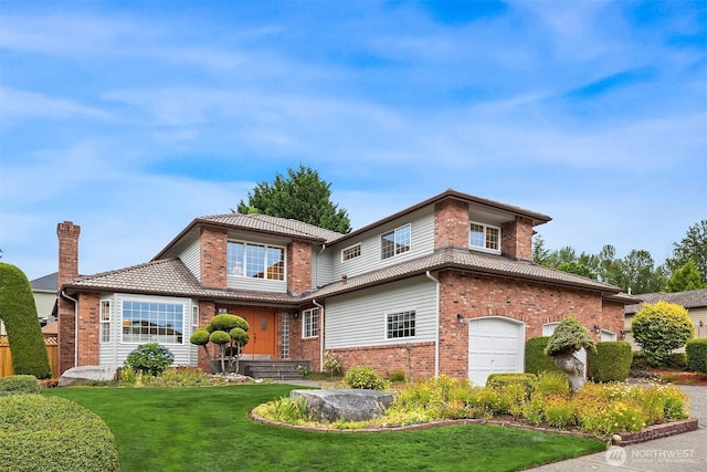 1417 232nd Pl SW, Bothell, WA 98021 - traditional-style home with a garage, a front yard, and brick siding