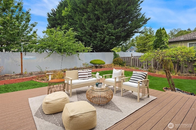 1417 232nd Pl SW, Bothell, WA 98021 - wooden deck with a fenced backyard and an outdoor living space