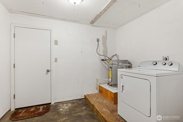 3923 NE 22nd Pl, Renton, WA 98056 - laundry room featuring washer / dryer and secured water heater