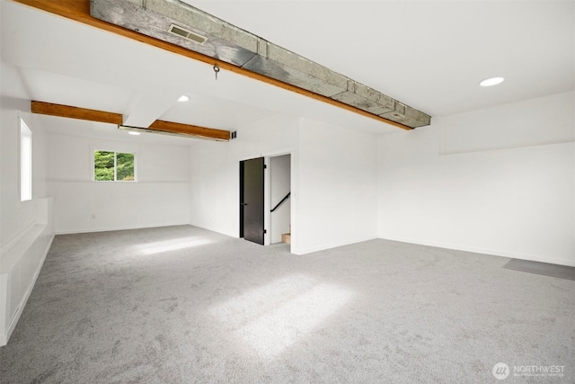 2403 E Hemmi Rd, Bellingham, WA 98226 - carpeted spare room featuring beam ceiling and recessed lighting