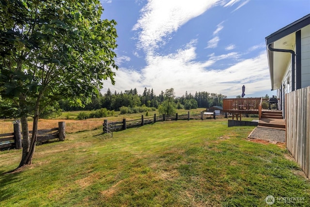 2403 E Hemmi Rd, Bellingham, WA 98226 - view of yard featuring a wooden deck and a rural view