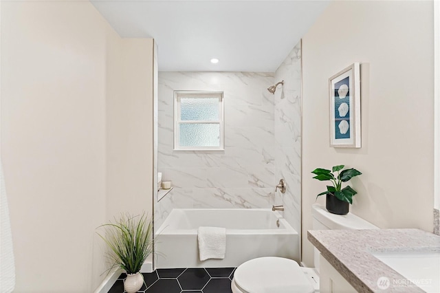 22720 90th Ave W, Edmonds, WA 98026 - full bath featuring vanity, tub / shower combination, and tile patterned floors