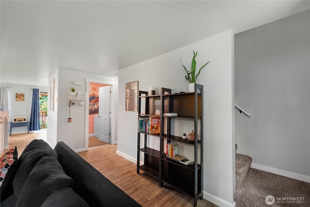 1222 Cora St SE, Lacey, WA 98503 - living area featuring stairway and wood finished floors