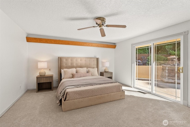 3322 Pacific Way, Longview, WA 98632 - bedroom featuring access to outside, carpet floors, a textured ceiling, and a ceiling fan