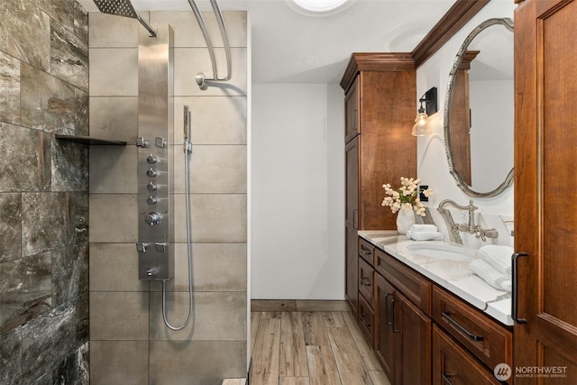 3322 Pacific Way, Longview, WA 98632 - full bath with vanity, wood finished floors, and tiled shower