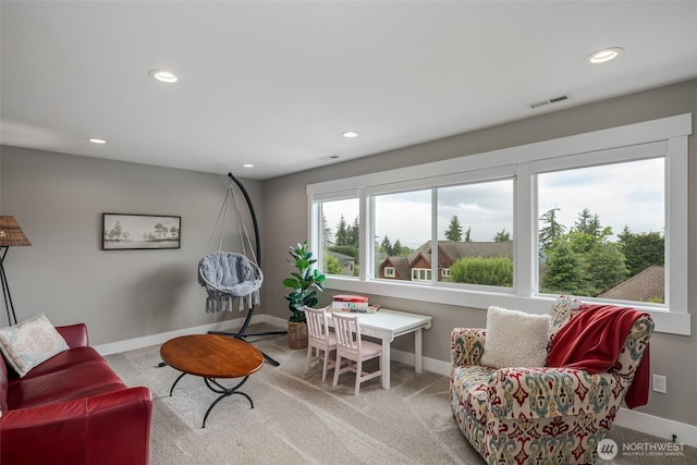 921 Whitewater Dr, Bellingham, WA 98229 - living area featuring carpet floors and recessed lighting
