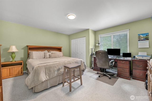8894 Giles Rd, Blaine, WA 98230 - bedroom with light carpet, a desk, and a closet