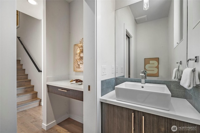 1706 Alki Ave SW Unit A, Seattle, WA 98116 - bathroom with vanity and wood finished floors
