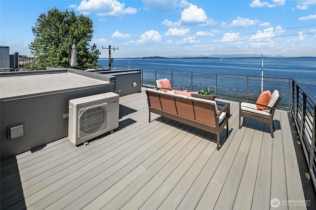 1706 Alki Ave SW Unit A, Seattle, WA 98116 - wooden terrace featuring outdoor lounge area and a water view