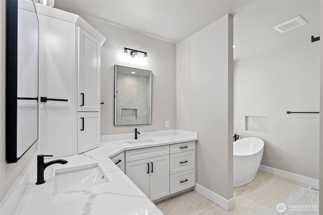 821 174th Ave NW, Lakebay, WA 98349 - bathroom featuring double vanity and a soaking tub