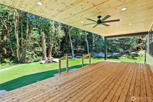 821 174th Ave NW, Lakebay, WA 98349 - wooden deck with ceiling fan and a yard