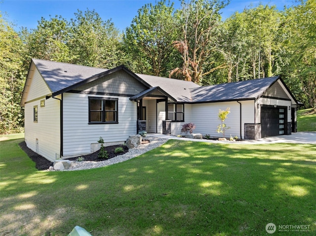 821 174th Ave NW, Lakebay, WA 98349 - view of front of property with a garage, a front yard, and a shingled roof
