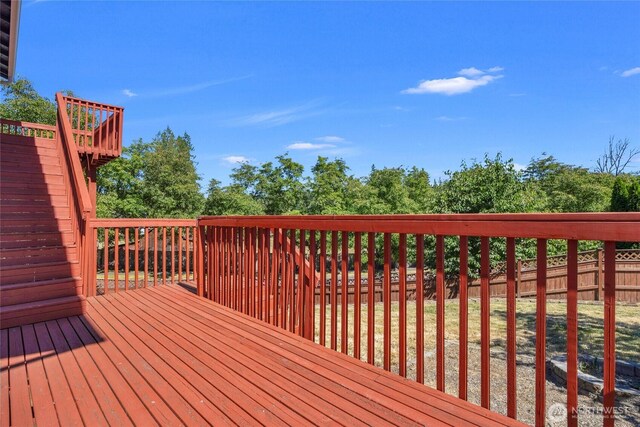 8618 217th Pl NE, Arlington, WA 98223 - wooden deck with a fenced backyard