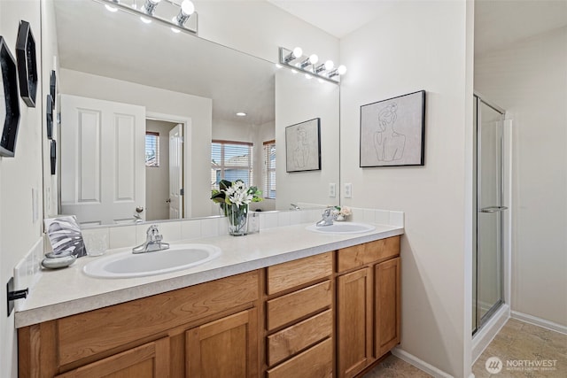 4318 3rd Ave NW, Olympia, WA 98502 - full bathroom featuring double vanity and an enclosed shower