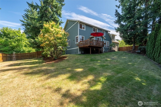 1402 Langara Cir, Bellingham, WA 98229 - back of house featuring a deck and a fenced backyard