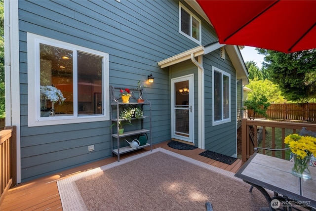 1402 Langara Cir, Bellingham, WA 98229 - view of exterior entry featuring a wooden deck