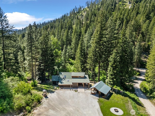 16845 Second Creek Rd, Leavenworth, WA 98826 - aerial view of property and surrounding area featuring a heavily wooded area