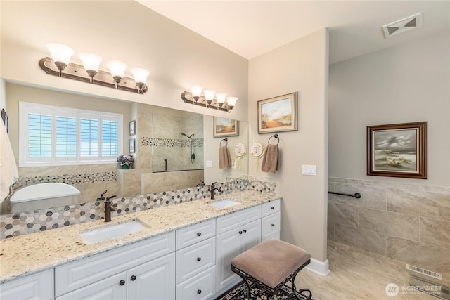 3912 Prestwick Ln SE, Olympia, WA 98501 - full bath with double vanity and a walk in shower