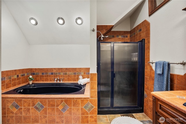 118 NW 132nd St, Seattle, WA 98177 - bathroom with a stall shower, a bath, and vanity