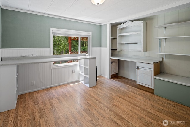 27114 320th Ave SE, Ravensdale, WA 98051 - unfurnished office featuring a wainscoted wall, light wood-type flooring, and wooden walls