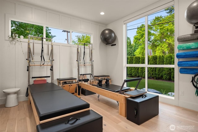 4405 88th Ave SE, Mercer Island, WA 98040 - workout room with light wood-type flooring and recessed lighting