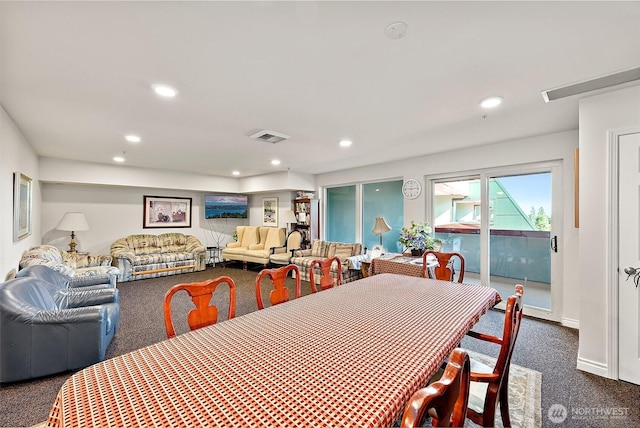 3201 Pacific Ave Unit 602, Tacoma, WA 98418 - dining area with dark colored carpet and recessed lighting