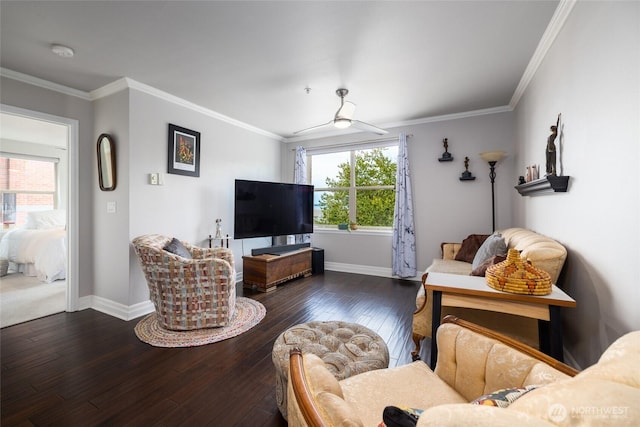 960 Harris Ave Unit 305, Bellingham, WA 98225 - living room with wood-type flooring, crown molding, and ceiling fan