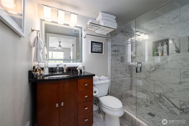 960 Harris Ave Unit 305, Bellingham, WA 98225 - full bathroom with a shower stall, vanity, and ceiling fan