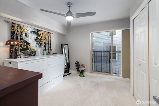 960 Harris Ave Unit 305, Bellingham, WA 98225 - bedroom with light carpet, a closet, and ceiling fan