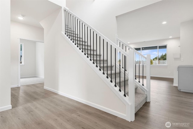 14756 88th Way SE Unit 10, Yelm, WA 98597 - staircase featuring wood finished floors and recessed lighting