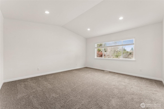 14756 88th Way SE Unit 10, Yelm, WA 98597 - empty room with carpet flooring, recessed lighting, and lofted ceiling