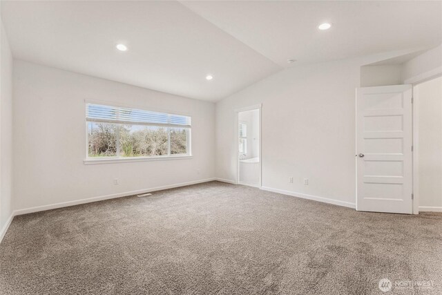 14756 88th Way SE Unit 10, Yelm, WA 98597 - unfurnished room featuring lofted ceiling, carpet floors, and recessed lighting