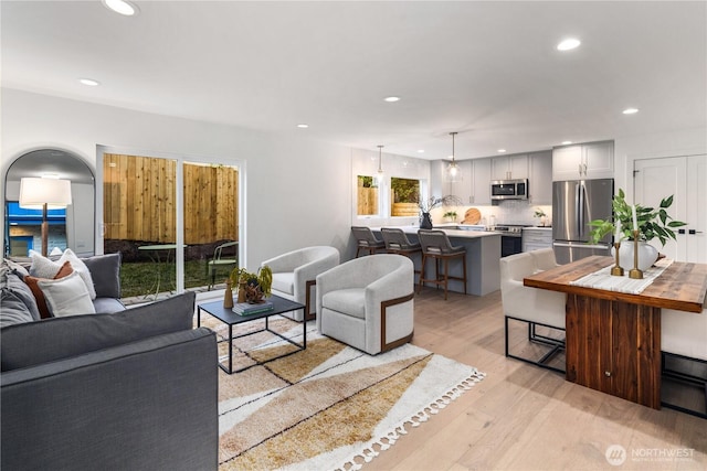 2616 E Roy St, Seattle, WA 98112 - living room featuring recessed lighting and light wood finished floors