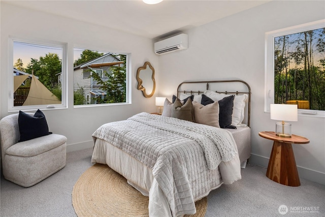 2616 E Roy St, Seattle, WA 98112 - carpeted bedroom featuring a wall mounted AC and baseboards