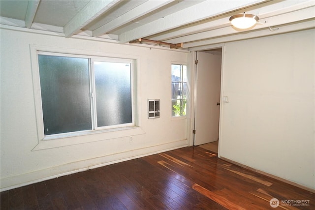 4011 147th Pl SE, Bellevue, WA 98006 - empty room featuring beam ceiling, hardwood / wood-style flooring, and heating unit