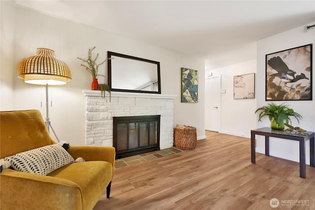 10507 NE 193rd St, Bothell, WA 98011 - living area with wood finished floors and a fireplace