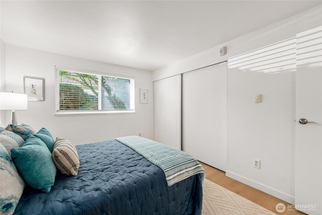 12504 NE 142nd Ln Unit C102, Kirkland, WA 98034 - bedroom featuring light wood-style flooring and a closet