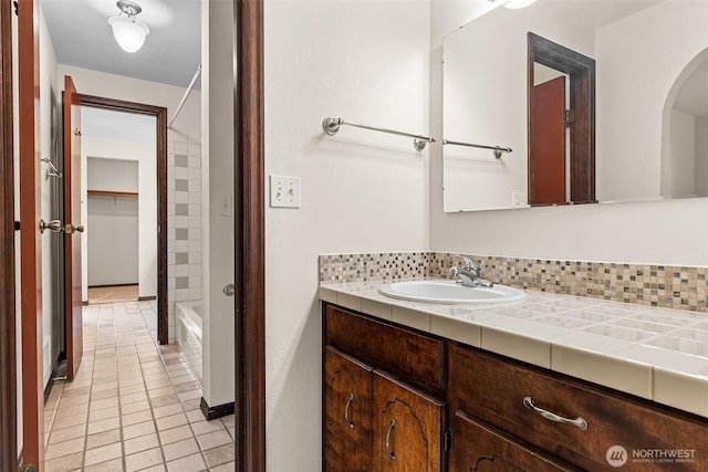 2621 Mountain View Ave W Unit 5B, Tacoma, WA 98466 - bathroom featuring vanity, tile patterned floors, and bathtub / shower combination