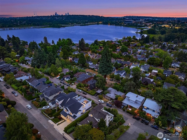 3865 46th Ave NE, Seattle, WA 98105 - aerial view at dusk of a water view and a residential view