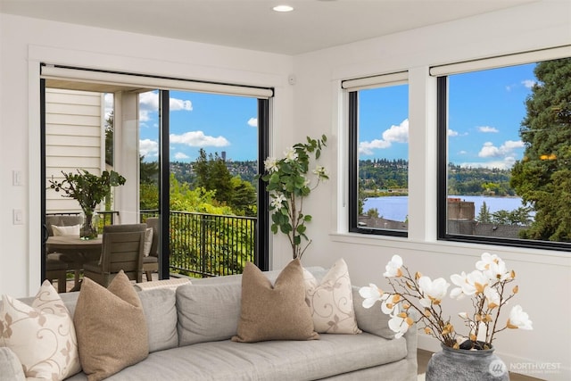 3865 46th Ave NE, Seattle, WA 98105 - living room with recessed lighting and a water view