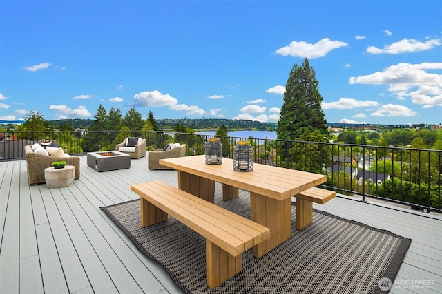 3865 46th Ave NE, Seattle, WA 98105 - wooden deck with an outdoor fire pit