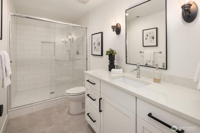 3865 46th Ave NE, Seattle, WA 98105 - bathroom with vanity, a stall shower, and tile patterned floors