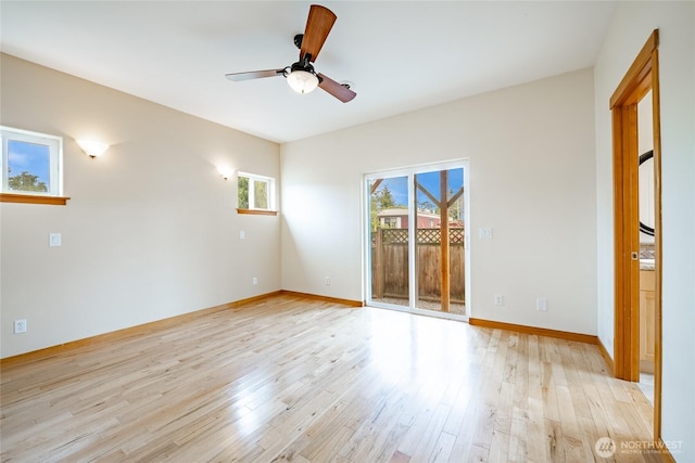 4824 Willow Dr, Blaine, WA 98230 - spare room featuring light wood-style floors and a ceiling fan