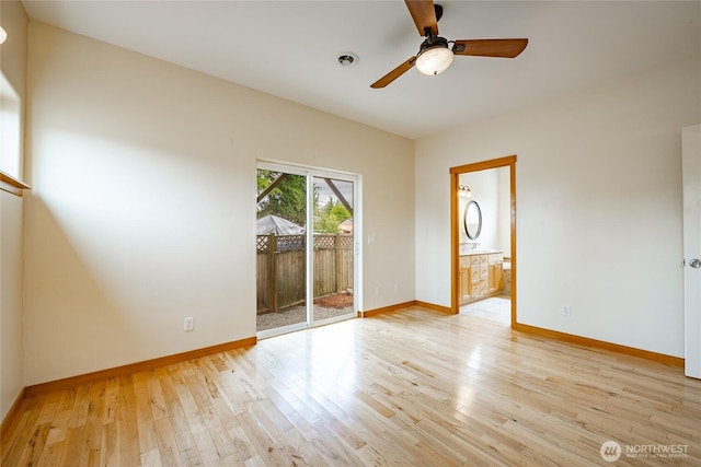 4824 Willow Dr, Blaine, WA 98230 - empty room featuring light wood-type flooring, a ceiling fan, and fire sprinkler in ceiling