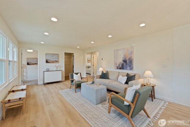 12302 5th Ave NE, Seattle, WA 98125 - living room featuring light wood-type flooring and recessed lighting