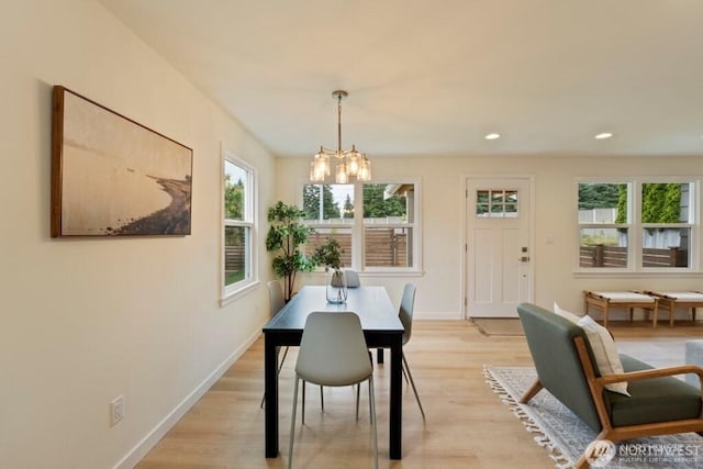 12302 5th Ave NE, Seattle, WA 98125 - dining area with a chandelier, light wood finished floors, and recessed lighting