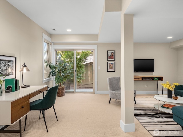 3011 Humes Pl W, Seattle, WA 98119 - carpeted office with baseboards and recessed lighting