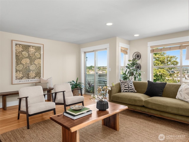 3011 Humes Pl W, Seattle, WA 98119 - living area with wood finished floors and recessed lighting